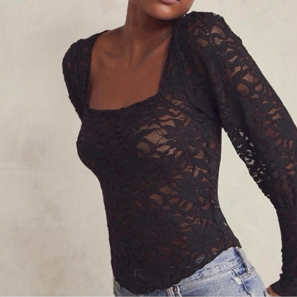 Free People Long Distance Lace Top